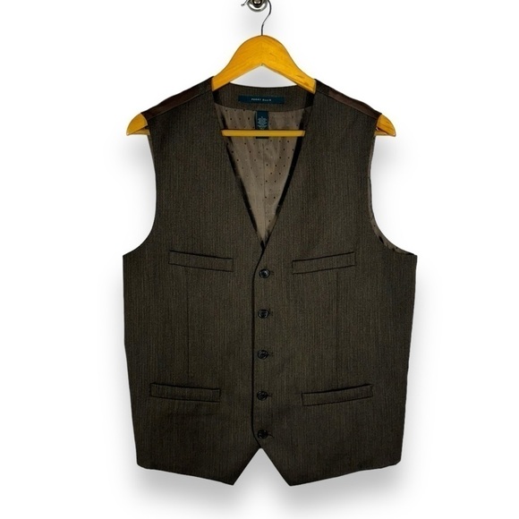 Perry Ellis Menswear Single Breasted Button Front Vest, Taupe Brown, Size Large - Picture 1 of 9